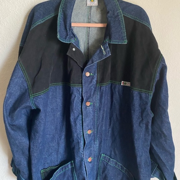 Rare Vintage Cross Colours Dig It Long Denim Chore Jacket Streetwear HipHop 1/XL - Picture 6 of 15